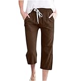 Leinenhose Damen Gestreift Slim Weite Sommer Schwarz Lockere Culottehose Weitehose Elegant Bequeme Stoffhose Jogginghose Leichte Leicht Hosen Lässig High Waist Luftige Plissee Sommerhose