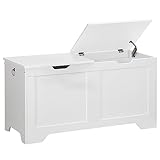 HOOBRO Truhen, Schuhbank mit 2 Deckeln, Aufbewahrungstruhe, Spielzeug-Aufbewahrungsbox mit interner Trennwand, für Eingangsbereich, Wohnzimmer, Schlafzimmer, Weiß EWT102CW01