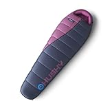 Husky Motion Schlafsack 4 Jahreszeiten bis -20°C, Warmer Winter Mumienschlafsack für Erwachsene, Winterschlafsack für Camping, Trekking und Outdoor (Blau/Rosa, 200x80)