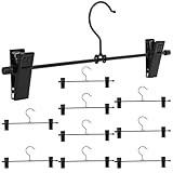 Angoily Metall Kleiderbügel mit Clip 10 Stück Robuste Klemmbügel für Hosen und Röcke Drehbarer Haken für Einfache Handhabung für Schrankorganisation