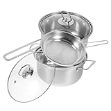 HIAKDOFT Edelstahl Topfset mit Pfanne Suppentopf Milchtopf Rostfrei Langlebig Sicherer Griff Vielseitig für Küche und Tägliches Kochen Robustes Kochgeschirr für Herdarten