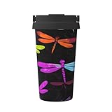 Isolierter Kaffeebecher aus Edelstahl mit Deckel, auslaufsicher, auslaufsicher, für Büro, Camping, Zuhause und mehr