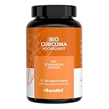 vitaoutlet | Bio Curcuma | mit Curcumin & Piperin | mit schwarzem Pfeffer | 120 Kapseln | vegan und in Deutschland produziert |