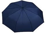 Hemio Automatisch faltbarer Regenschirm, winddicht, wasserdicht, UV-Schutz, groß, 10 Stangen verstärkt, für Herren, Damen, Reisen, Blau