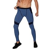 Generisch Leggins Herren Sport Lang, Kompressionshose Zweifarbiges Patchwork Laufhose Schnelltrocknende Sportleggins Slim Fit Bequeme Sporthose Training Basketball Sweathose Für Fitness Und Yoga