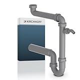 KIRCHHOFF ECO-SAVE Raumspar Siphon Küchenspüle, Abfluss für Spüle Küche aus recyceltem Kunststoff, Ablaufgarnitur mit Anschluss für Waschmaschine oder Geschirrspüler 98833649, Grau