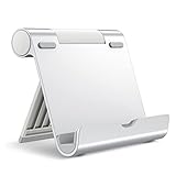 JETech Tablet Ständer, Verstellbare Tragbar Tablet Halter, Faltbarer Tisch Halterung, Dock für iPad/iPad Pro/Air/Mini, Galaxy Tab A8/A7 Lite/A7/S8/S7, Tab/Phones(4-13'), Silber