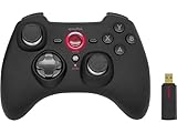 Speedlink RAIT Gamepad Wireless – kabelloser Controller mit Vibrationsfunktion, Dauerfeuer Funktion, für PC/PS3/Switch, gummierte Oberfläche, schwarz