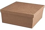 RAYHER HOBBY Rayher Pappmaché Box, quadratisch, 15,5 x 15,5 x 10,5 cm, Schachtel mit Deckel, FSC zertifiziert, zum Gestalten und Dekorieren, 71754000, Beige