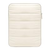 MoKo 9-11 Zoll Puffer Tablet Tasche Hülle, Gesteppte Tasche Damen, Reisetasche aus Polyester-Pongee Kompatibel mit 11 Zoll iPad Pro M4 /Air M3 2025 M2 2024, iPad (A16), Galaxy Tab A9+/S9 FE, Milch Wei