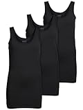 ONLY 3er Pack Damen Basic Tops Tank Top schwarz lang 15201465 (XL, Schwarz (Black))