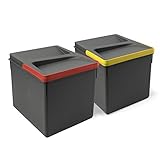 Emuca - Abfallsammler, Müllbehälter für zuschneidbaren Basis, Kit aus 2 Eimern mit höhe 216mm und Fassungsvermögen von 12 Litern