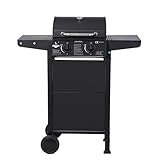 Gasgrill 'San Jose 2 Brenner' von El Fuego® | inkl. Gasschlauch und Druckminderer | Grillrost aus Gusseisen | mit Thermometer und großen Seitenablagen | Grill BBQ | AY0204