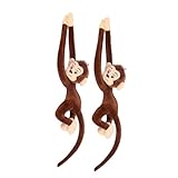 2x Groß Affe Kuscheltier Lange Arme Zum Umhängen, Süßer Langarmiger AFFE Hanging Monkey Kuscheltier Plüsch Colobus Stummelaffe, Plüschtier AFFEs,Hängende Stofftier Für Kinder Mädchen Und Junge-n 65 Cm