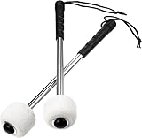 Yerleomit Trommelstöcke Marschschlägel Bass Mallet Drum Stick mit Wollfilz Filzkopf Edelstahl Griff, 2 Stück Trommelstöcke Marschtrommel Schlägel Drumstick Kopf Percussion Zubehör