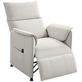 HOMCOM Fernsehsessel Elektrisch Relaxsessel mit Liegefunktion Fußteil TV Sessel mit Verstellbarer Rückenlehne Seitentasche ergonomisch Ruhesessel Liegesessel für Wohnzimmer Schlafzimmer Cremeweiß