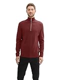 TOM TAILOR Herren Troyer Strickpullover aus Baumwolle, 35676 - Burgundy Dark Red Melange, L