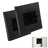 Batheidon 2 Stück Multimedia Wanddose, Kabeldurchführung mit Bürstenabdeckung, Unterputzdose für TV, Lautsprecher, Internetkabel, geeignet für Standarddosen, 80x80mm, einfach zu montieren, schwarz