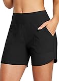 baleaf Damen Badeshorts Bauchkontrolle UPF50+ Badehose Schnell Trocknend Schwimmhose Hohe Taille Boardshorts Schwimmunterteil mit Taschen Schwarz XXL