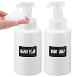 Segbeauty Schaumseifenspender, 2 Stück 400ml Seifenspender Bad, Schaumspender Nachfüllbarer, Seifenspender Kunststoff, Soap Dispenser mit Etiketten (Weiß)