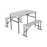 Lifetime 80352 Zusammenklappbarer Picknicktisch mit Bänken, mandelfarben