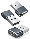 Basesailor USB auf USB C Adapter für iPhone 16 15 14 Pro Max Plus 3 Pack,USBC Buchse zu USB A Stecker Ladegerät Netzteil für iPad 10 Mini 7 Air,Apple Watch 8 9 S10,Samsung Galaxy S24 A55 Ultra,Carplay