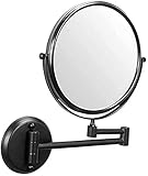 Wall Mirror Compatible with Bathroom, 360 Degree Rotation Wall Mounted Makeup Mirror 3X Magnifying Bathroom Mirror Retractable Dressing Table Mirror Double (Color : Nero, Size : 8 inches) , großer spi