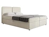 Mirjan24 Boxspringbett Lymid mit 2 Bettkasten, Bonell-Matratze H3 und Topper, Polsterbett, Amerikanisches Bett, Ehebett, gepolstertes Kopfteil (Wave 01, 180 x 200 cm)