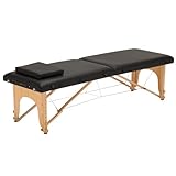 DEOPXF Massageliege Massivholzrahmen Stabil und Langlebig Nicht Leicht zu Verformen Therapiebett Höhenverstellbar rutschfeste Matten(Schwarz,60cm)