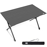 EVER ADVANCED Campingtisch Klappbar Aluminium 120X70CM Klapptisch 100KG Belastbar Aufrollbarer Tischplatte für 4-6 Personen, Falttisch mit Tragetasche für Camping Picknick Garten Balkon, Dunkelgrau