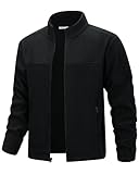 33,000ft Herren Fleecejacke leicht Strickjacke Übergangsjacke Outdoor Fleecejacken Warm Winterjacke für Wandern Freizeit Trekking Schwarz 2XL