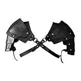 Harilla Mittelalterlicher Schulterschutz aus Kunstleder, Schulterschutz, verstellbar, Steampunk, Wikinger, spartanischer Krieger, Schulterschutzumhang, für Halloween Cosplay Karneval, Schwarz