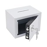 Tresor Safe mit Einwurfschlitz – Spartresor aus Stahl (4,6L) – Münzbetrieben, Mechanisches Schlüsselschloss, Diebstahlsicher – Für Zuhause/Büro/Reise – Wandmontage oder Freistehend – Modernes Design