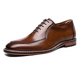 DESAI Herren Businessschuhe Hochzeitsschuhe Leder Oxford Anzugschuhe, Braun, 42 EU