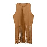 Generisch Cowboy Weste Kinder Mädchen Und Jungen Jacke Weste Kinder Hippie Wildwest Outfit Fasching Halloween Karneval Einfarbige Cowboy-Kostüm Mittelalter