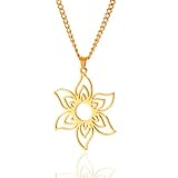 TEAMER Einzigartige Blumen-Halskette, Edelstahl, ewige Blumen-Anhänger, hohl, einfache Halskette, Schmuck für Frauen, Edelstahl, nicht bekannt