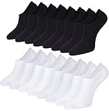 Toes Home Sneaker Socken Damen Füsslinge Herren 8 Paar, Bambus Füßlinge Sneakersocken Unsichtbare Unisex Bambussocken No Show Socken mit Rutschfest Silikon Footies Schwarz Weiß 35-38