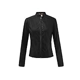 YANFJHV Leder Bikerjacke Damen Kurz, Funky Motorrad Jacke Reißverschluss Mantel, Schlanke Blazer Outerwear Langarm Bomberjacke Y2K Kunstlederjacke Cool Mode Streetwear Outdoorjacke Übergangsjacke