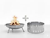 Favilla Bombe Basic Feuerschalen-Set 79 cm – Feuerschale aus Stahl mit Funkenschutz Flamme, hitzebeständig & formstabil, Schutz vor Funkenflug, für Garten, Terrasse & Outdoor