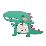 Vaguelly Kinderwanduhr Schlafzimmerwanduhr Haushaltswanduhr Cartoon Wanduhr Dinosaurierförmige Uhr Bürouhr Dinosaurierförmige Wanduhr Wohnzimmeruhr Lindenholz