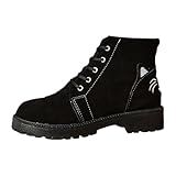 Damen Herbst Winter Gepolsterte Warme Kurze Stiefel Damen Kurzer Absatz Gepolsterte Stiefel Frauen Warme Schneestiefel Damen Stiefeletten, Schwarz , 40 EU