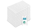 ZOLLNER 10er Set Waschhandschuhe in 16x21 cm - saugstarke und Flauschige Waschlappen aus Baumwolle - waschbar bis 95°C - mit praktischem Aufhänger - in weiß - Hotelqualität