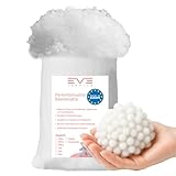 EVE Textile® Premium Faserbällchen-Füllwatte; Perlenfüllwatte als Füllmaterial für Kissen, Stofftiere & Bastelarbeiten; Hochwertige, waschbare Kissenfüllung bis 95°C aus 100% Polyester (500 Gramm)