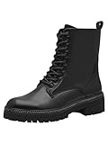 MARCO TOZZI Damen Stiefeletten zum Schnüren mit Blockabsatz mit Reißverschluss, Schwarz (Black), 39 EU