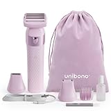 Unibono All-in-One Damenrasierer Elektrisch Kit, Ladyshaver Elektrischer mit LED Licht für Intimbereich Körper, Bikini Rasierer Nass und Trocken, USB Aufladbar, Hell-pink