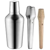 WMF Matroschka Cocktail Set 5-teilig, Barkeeper Set mit Edelstahl Cocktail Shaker 700ml, cl Messbecher, Cocktail Sieb, Eiszange und Stößel, ineinander verstaubar