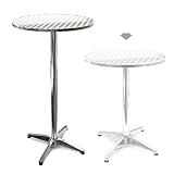Wiltec höhenverstellbarer Stehtisch 70/110 cm Ø 60 cm, 2-in-1 Bistrotisch, Aluminium Outdoortisch, Bartisch, Partytisch