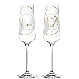 Leonardo Presente Sekt-Gläser, 2er Set Love, spülmaschinenfeste Prosecco-Gläser, Champagner-Kelche mit gezogenem Stiel, Geschenk-Set, 280 ml 029180