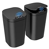Kssvzz 2er Set Mülleimer Bad mit Sensor, 10L Automatischer Mülleimer mit Deckel, Elektrischer Mülleimer für Büro, Schlafzimmer, Küchen (Schwarz)