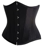 SZIVYSHI Korsett Damen Unterbrust Satin Lace Up Waist Cincher Corset Top Shaper Corsage (L, Schwarz)